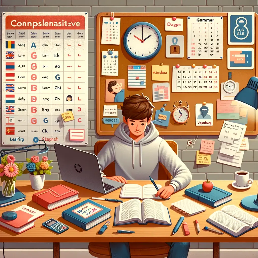 chico estudiando ingles